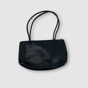 Hobo International Y2k Black Leather Shoulder Bag with Red Lining